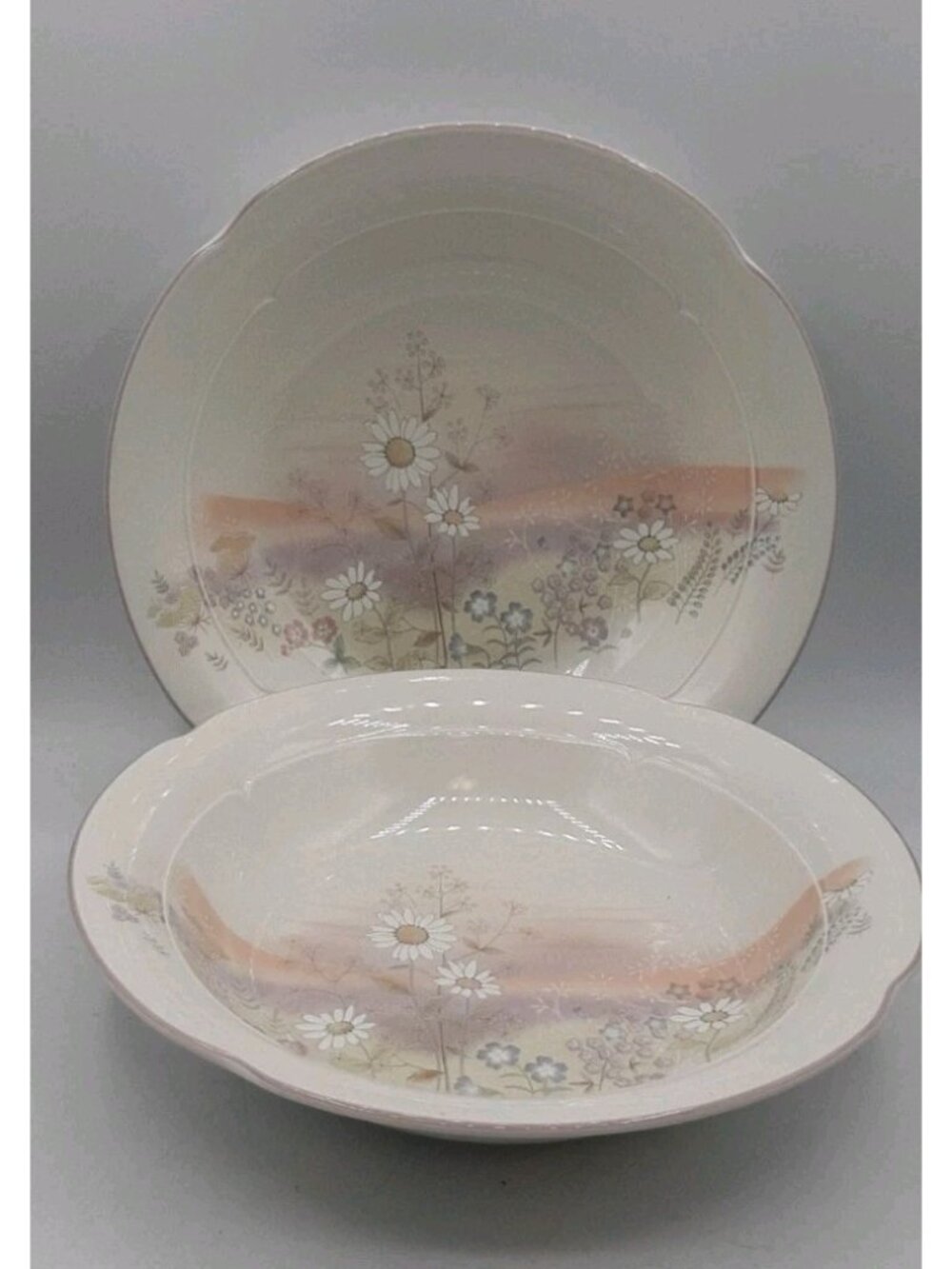 Vintage Mikasa Lyric Summer Song Set Of 2 Floral Salad Soup Bowls 8 7/8" Japan